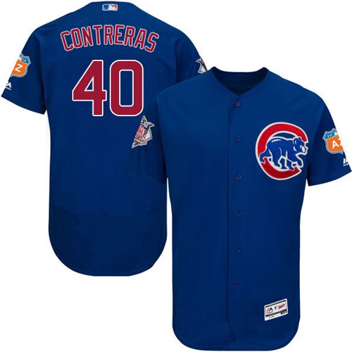 Cubs #40 Willson Contreras Blue Flexbase Authentic Collection Stitched MLB Jersey - Click Image to Close